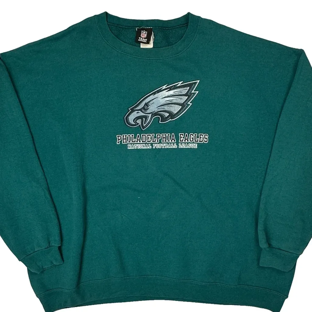 Philadelphia Eagles Nfl Football Sweatshirt - 2XL Green Cotton Blend - Image 5