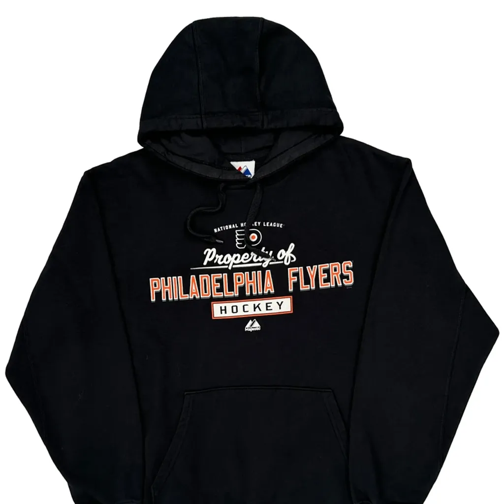 Philadelphia Flyers Majestic Nhl Hoodie - Large Black Cotton - Image 4