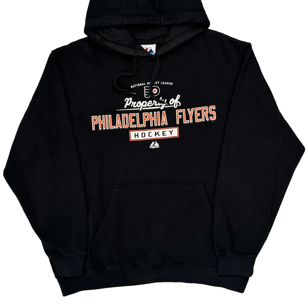 Philadelphia Flyers Majestic Nhl Hoodie - Large Black Cotton - Image 5