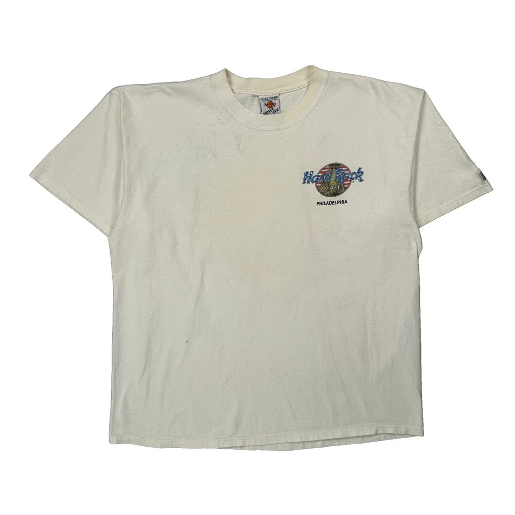 Philadelphia Hard Rock Cafe Graphic T-Shirt - XL White Cotton
