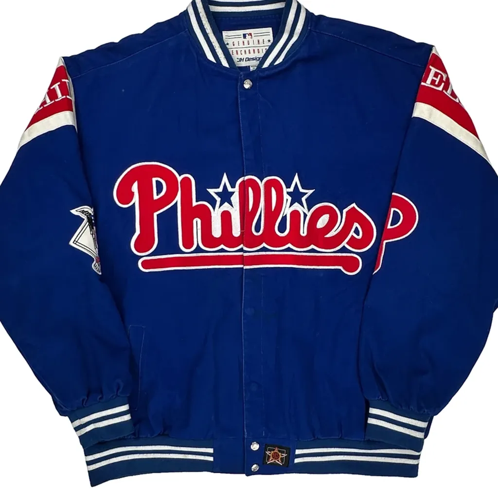 Philadelphia Phillies Authentic Collection Mlb Varsity Jacket - XL Blue Polyester - Image 4