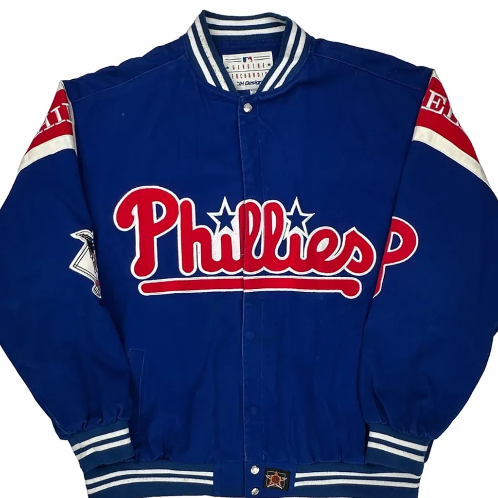 Philadelphia Phillies Authentic Collection Mlb Varsity Jacket - XL Blue Polyester - Image 5