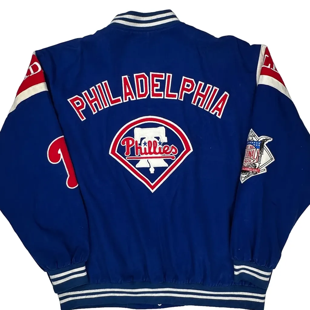 Philadelphia Phillies Authentic Collection Mlb Varsity Jacket - XL Blue Polyester - Image 7