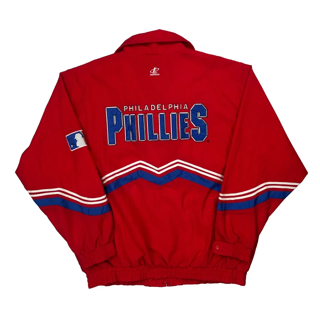 Philadelphia Phillies Logo Athletics Mlb Windbreaker - XL Red Nylon - Image 2