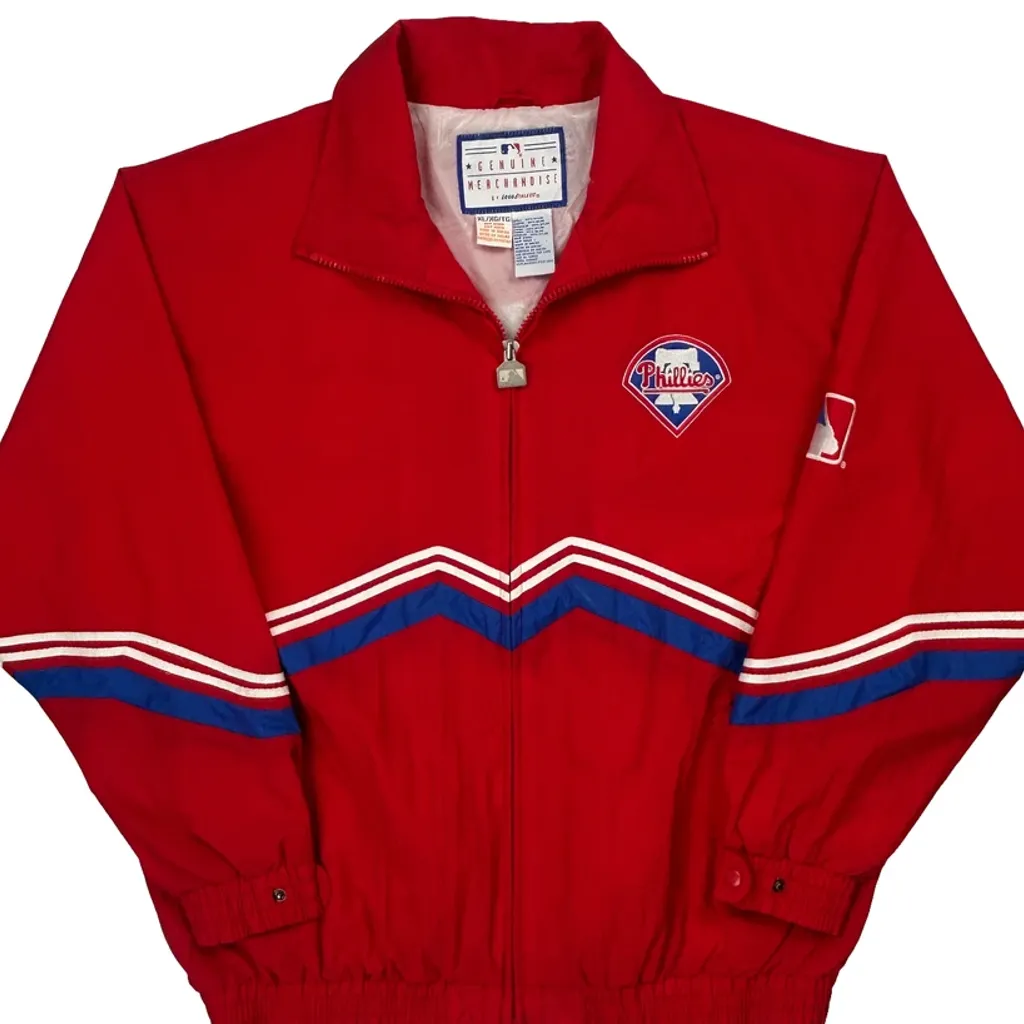 Philadelphia Phillies Logo Athletics Mlb Windbreaker - XL Red Nylon - Image 4