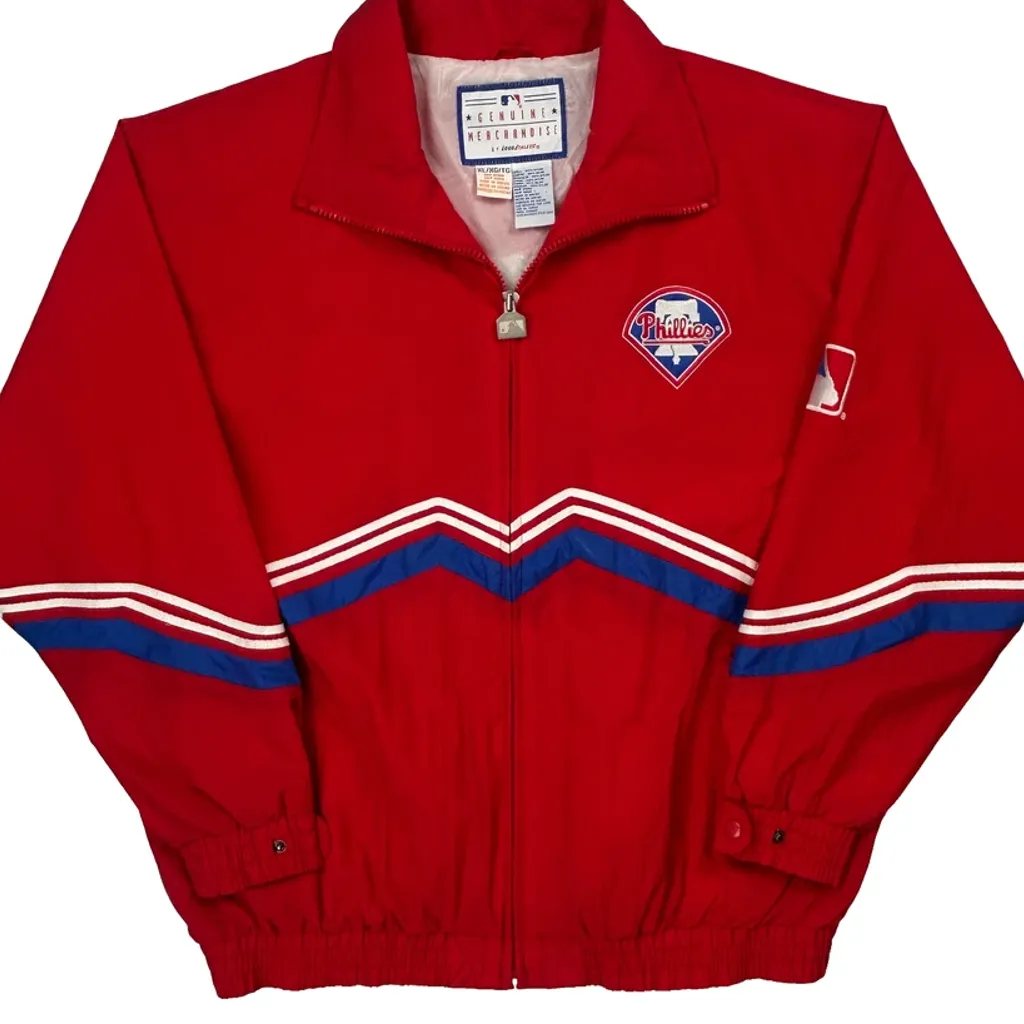Philadelphia Phillies Logo Athletics Mlb Windbreaker - XL Red Nylon - Image 5