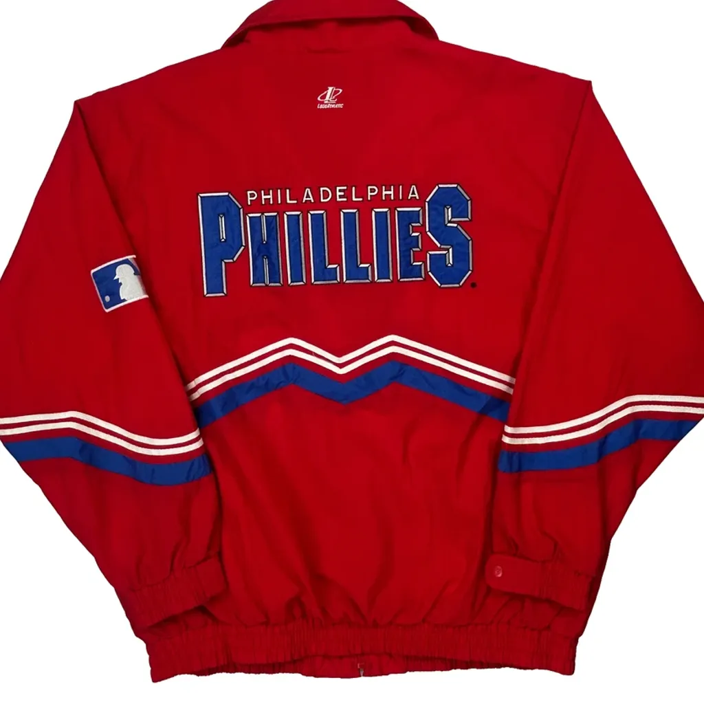 Philadelphia Phillies Logo Athletics Mlb Windbreaker - XL Red Nylon - Image 6