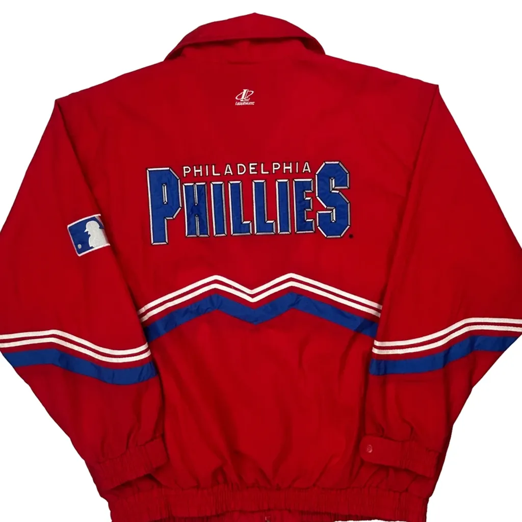 Philadelphia Phillies Logo Athletics Mlb Windbreaker - XL Red Nylon - Image 7