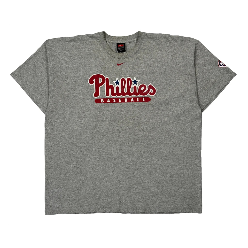 Phillies Baseball Nike T-Shirt - 2XL Grey Cotton