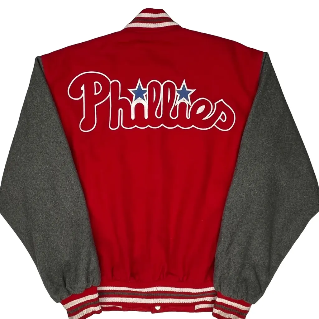 Phillies Mlb Varsity Jacket - Large Red Wool Blend - Image 6