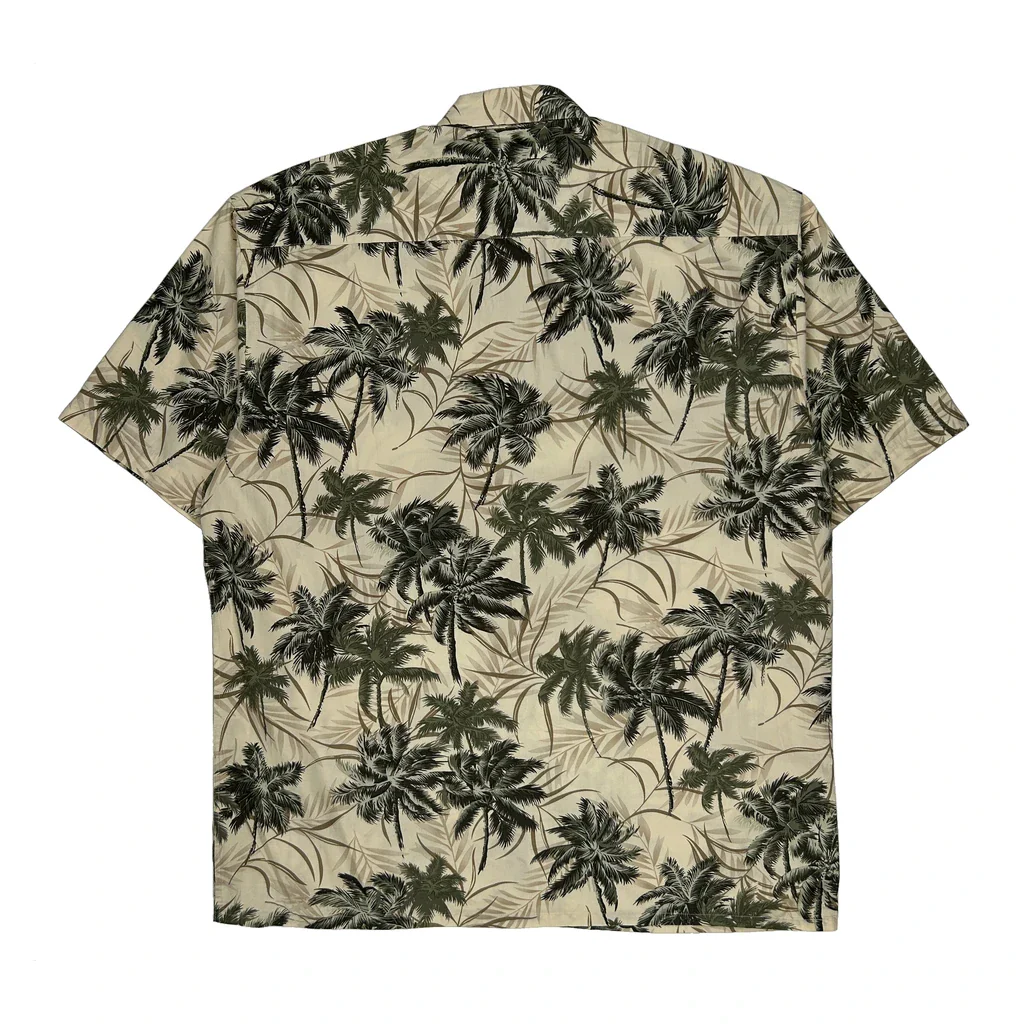 Pierre Cardin Floral Hawaiian Shirt - Large Beige Cotton - Image 2