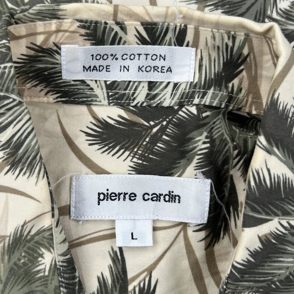 Pierre Cardin Floral Hawaiian Shirt - Large Beige Cotton - Image 3