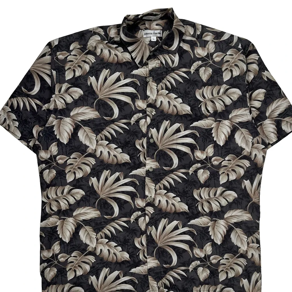 Pierre Cardin Floral Hawaiian Shirt - Large Black Cotton - Image 4