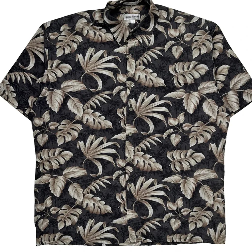 Pierre Cardin Floral Hawaiian Shirt - Large Black Cotton - Image 5