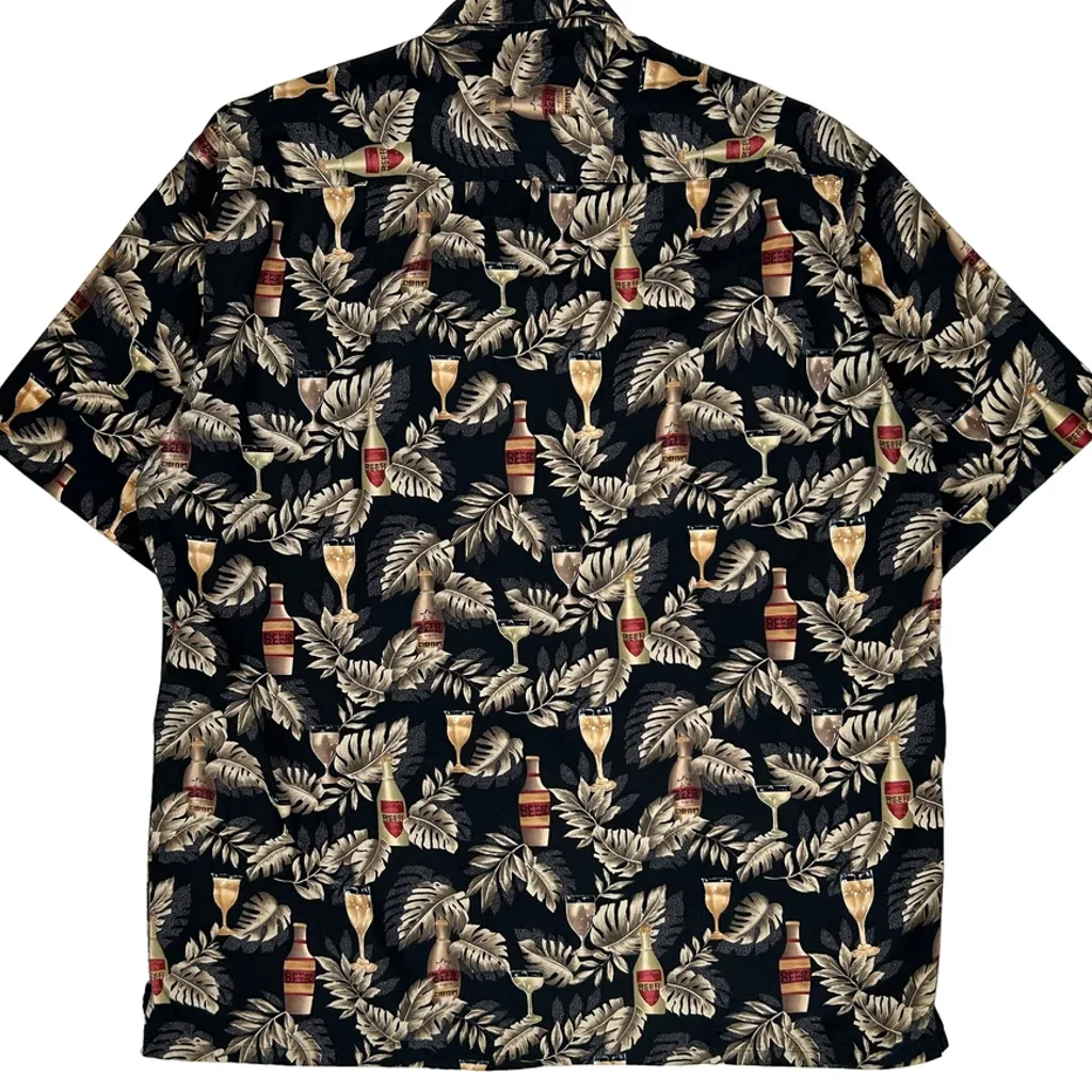 Pierre Cardin Tall Hawaiian Shirt - Large Black Cotton - Image 6