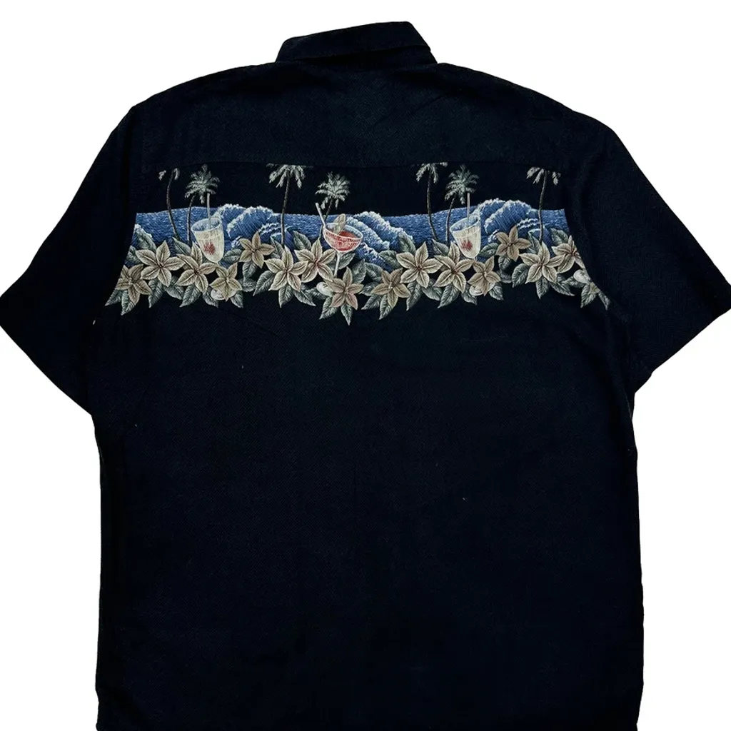 Pierre Cardin Floral Hawaiian Shirt - Large Black Cotton - Image 6