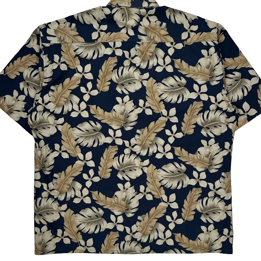 Pierre Cardin Floral Hawaiian Shirt - XL Blue Cotton - Image 7