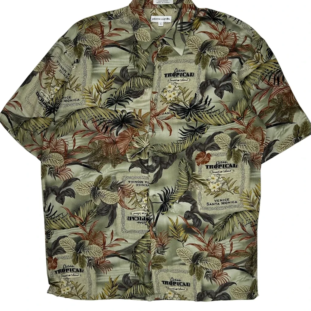 Pierre Cardin Floral Hawaiian Shirt - Large Multicoloured Viscose - Image 4