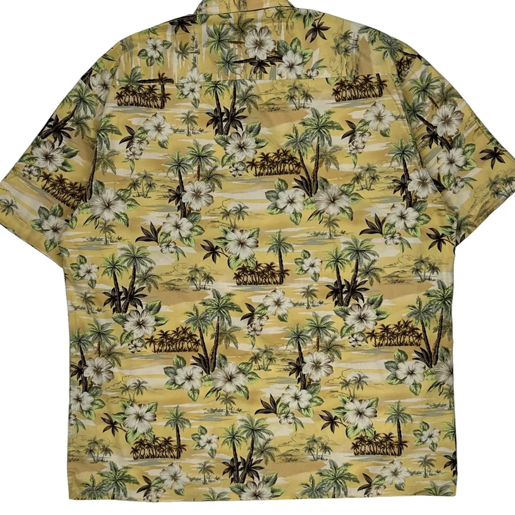 Pierre Cardin Floral Hawaiian Shirt - Large Yellow Cotton - Image 6
