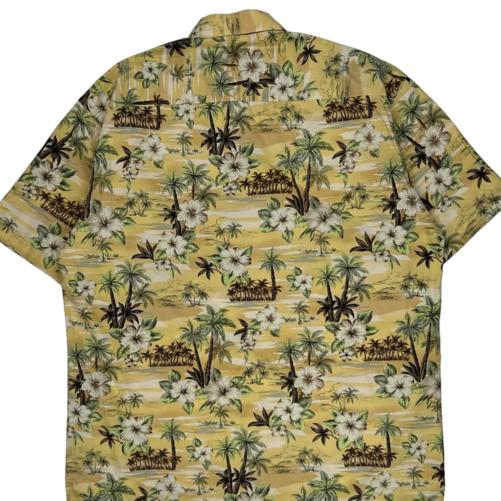 Pierre Cardin Floral Hawaiian Shirt - Large Yellow Cotton - Image 7