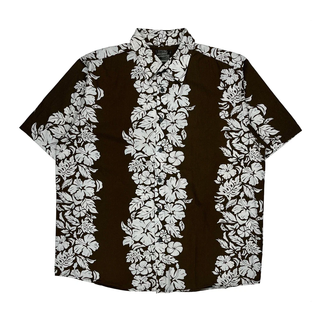 Pineapple Connection Floral Hawaiian Shirt - 2XL Brown Cotton