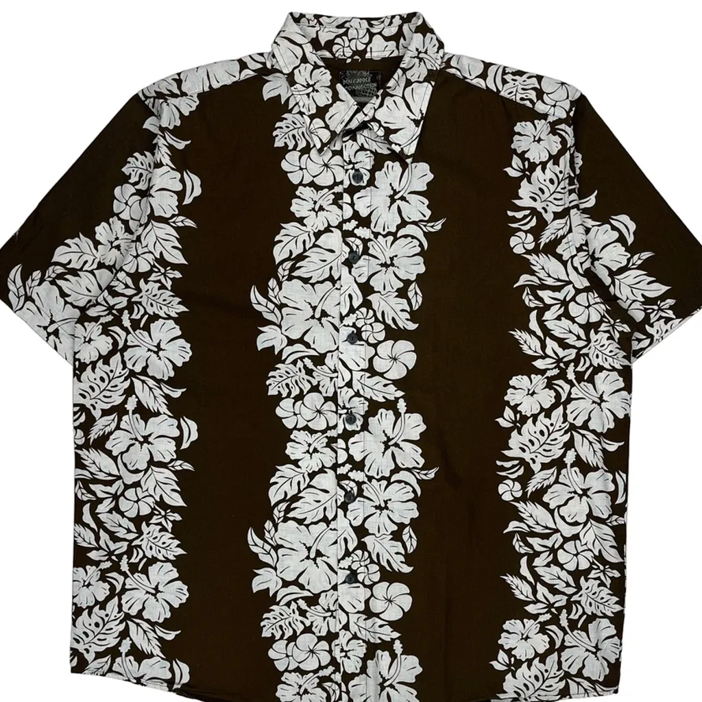 Pineapple Connection Floral Hawaiian Shirt - 2XL Brown Cotton - Image 6