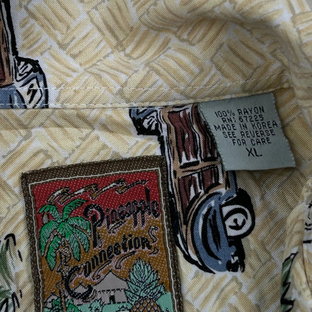 Pinepple Connection Graphic Hawaiian Shirt - XL Beige Viscose - Image 3