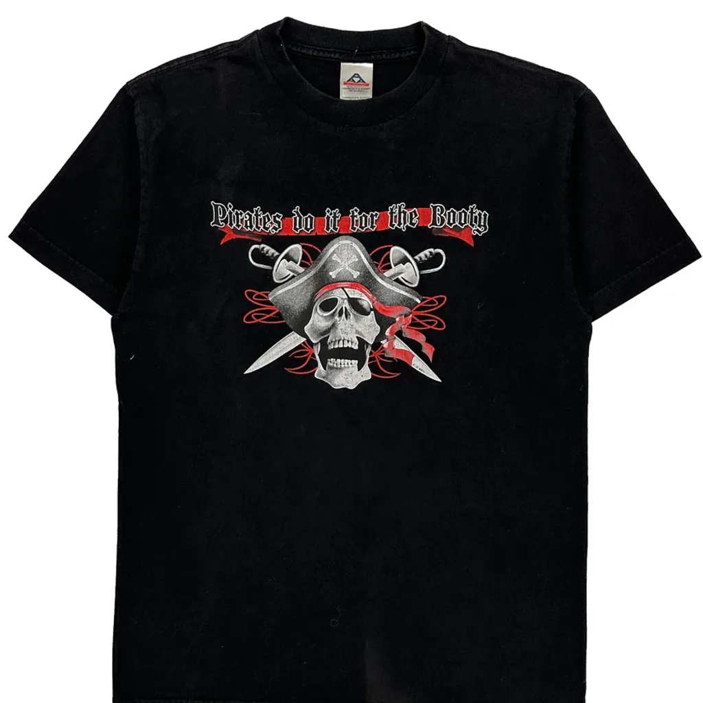Pirate Skull Design Alstyle Graphic T-Shirt - Medium Black Cotton - Image 5