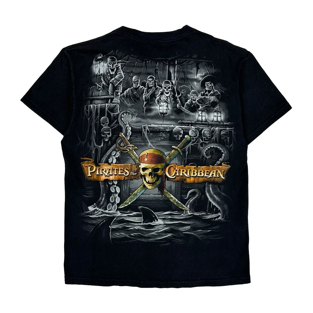 Pirates Of The Caribbean Disney Graphic T-Shirt - Medium Black Cotton - Image 2