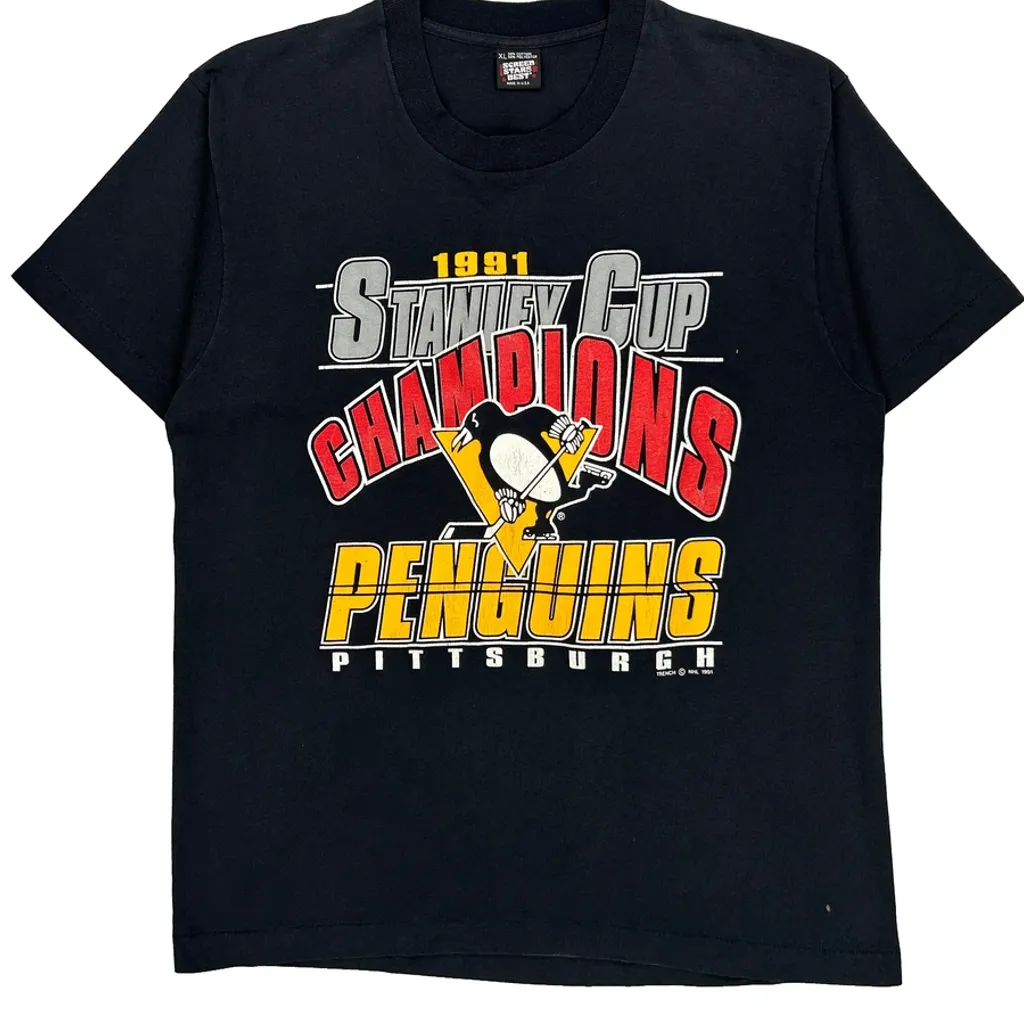 Pittsburgh Penguins Screen Stars Graphic T-Shirt - XL Black Cotton Blend - Image 4