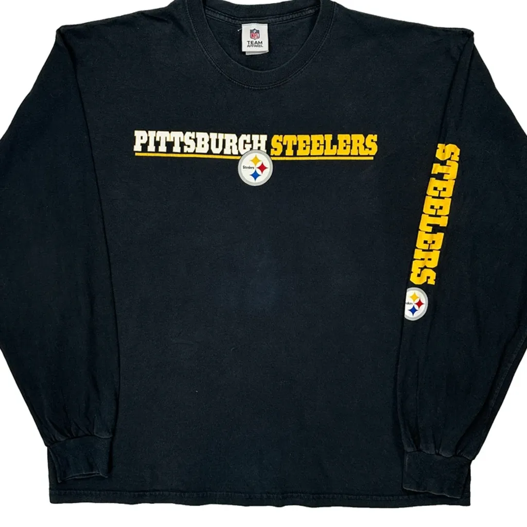 Pittsburgh Steelers N.F.L. Team Apparel Long Sleeve T-Shirt - XL Black Cotton - Image 4