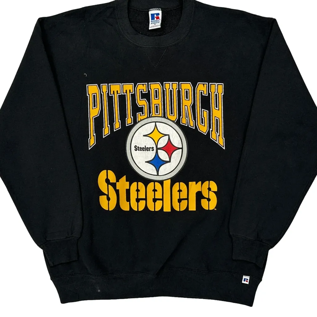 Pittsburgh Steelers Russell Athletic Nfl Sweatshirt - XL Black Cotton - Image 5