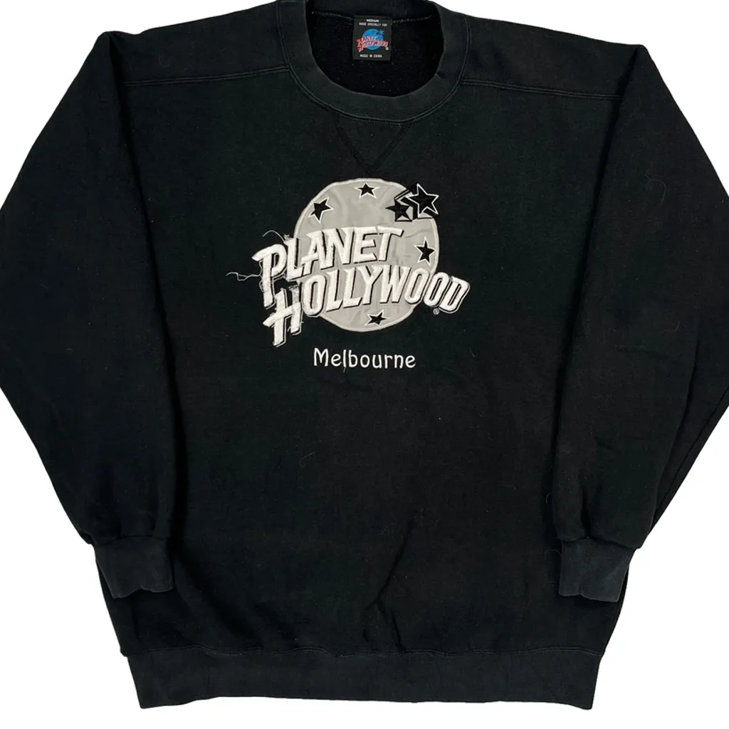 Planet Hollywood Graphic Sweatshirt - Medium Black Cotton - Image 4