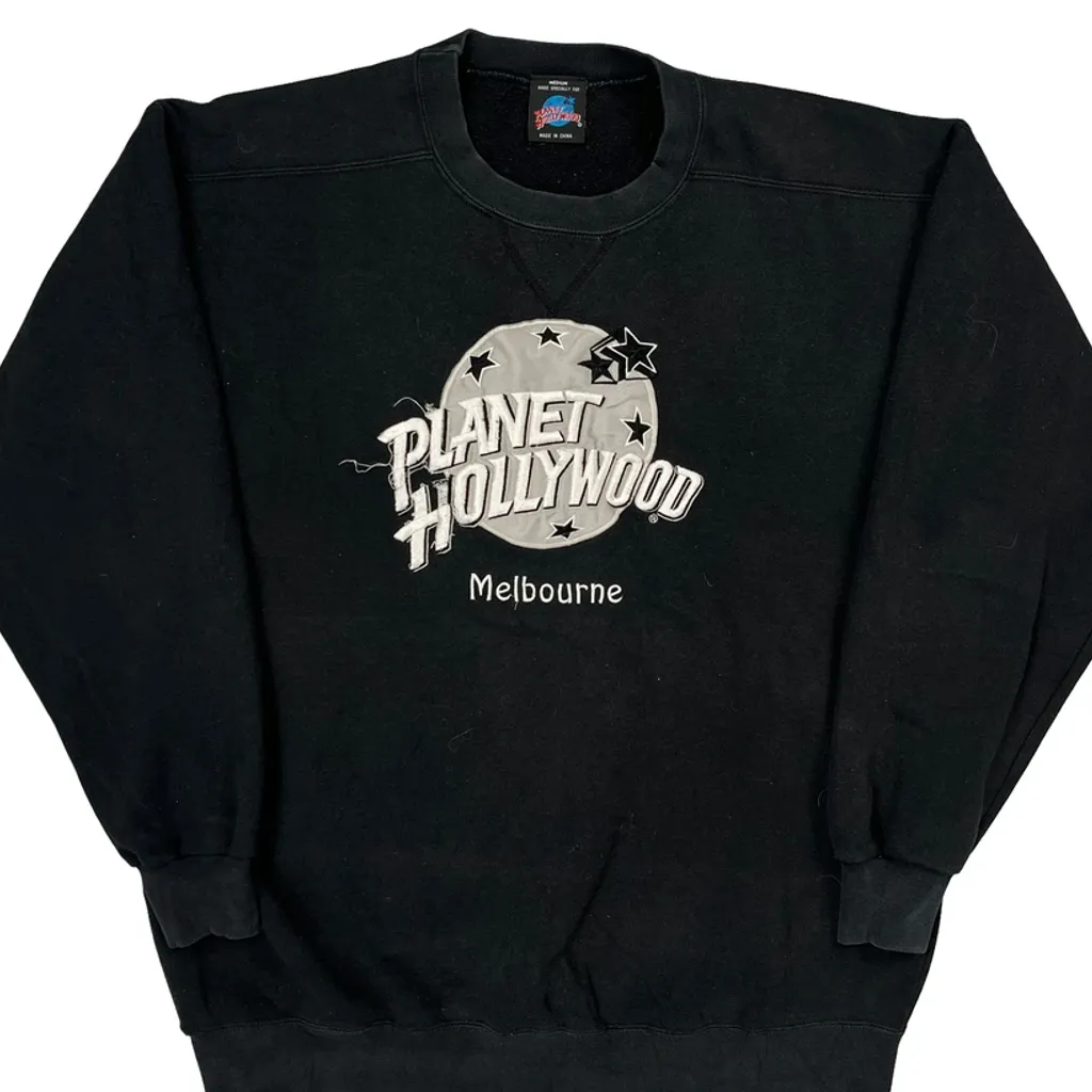 Planet Hollywood Graphic Sweatshirt - Medium Black Cotton - Image 5