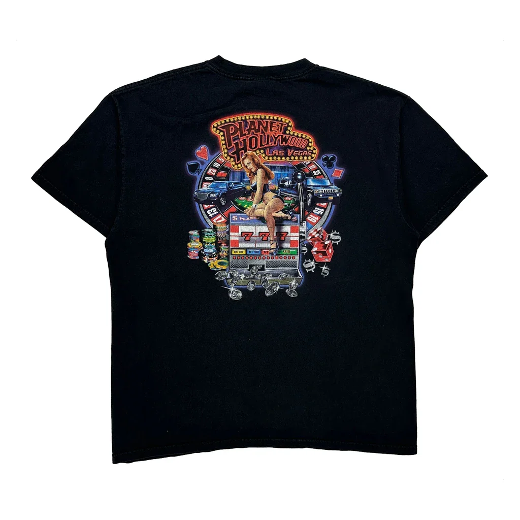 Planet Hollywood Graphic T-Shirt - XL Black Cotton - Image 2