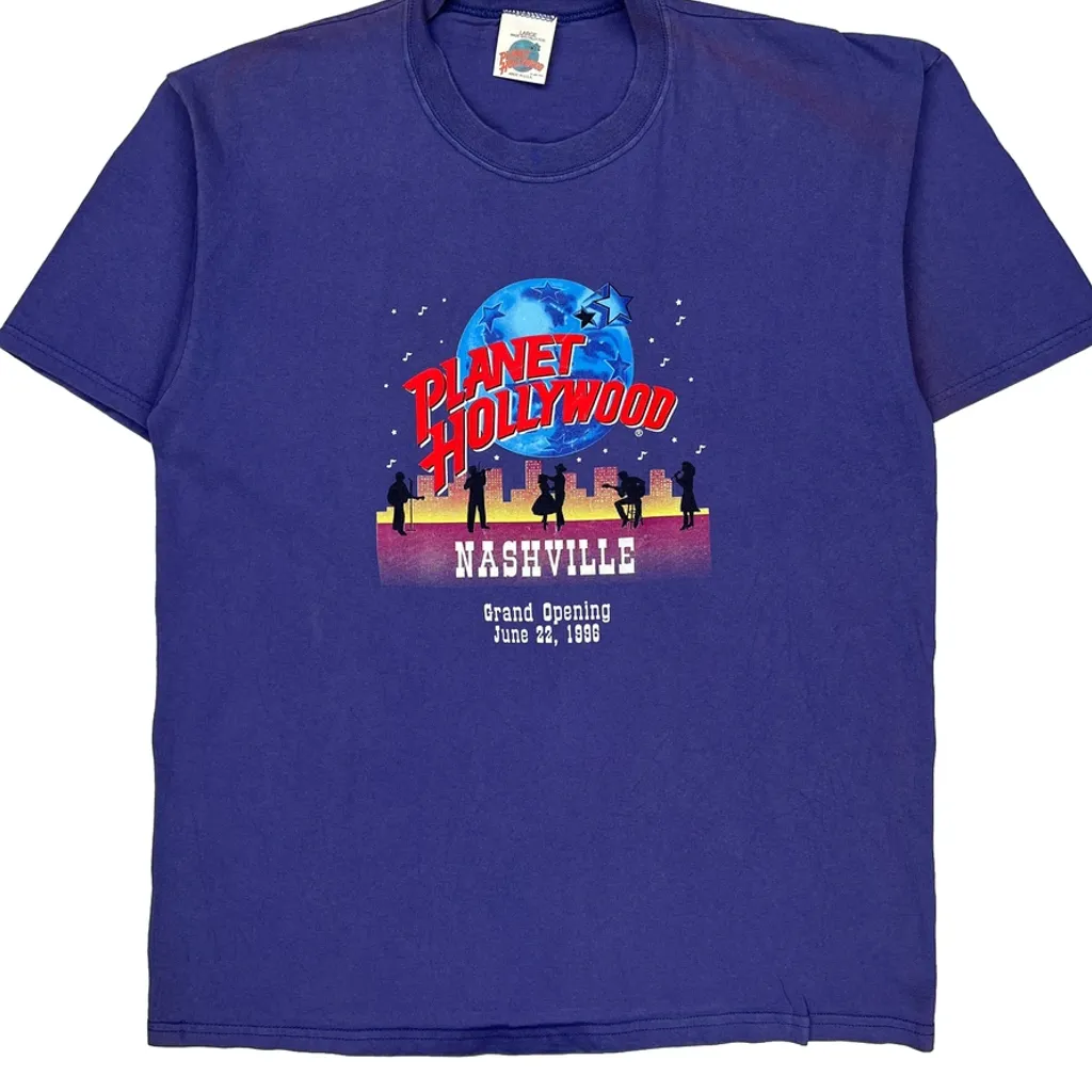 Planet Hollywood Graphic T-Shirt - Large Purple Cotton - Image 5