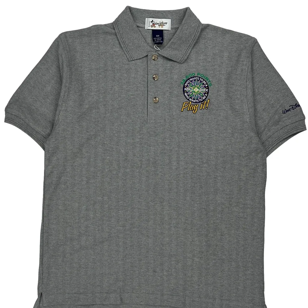 Play It! Disney Graphic Polo Shirt - Small Grey Cotton - Image 4