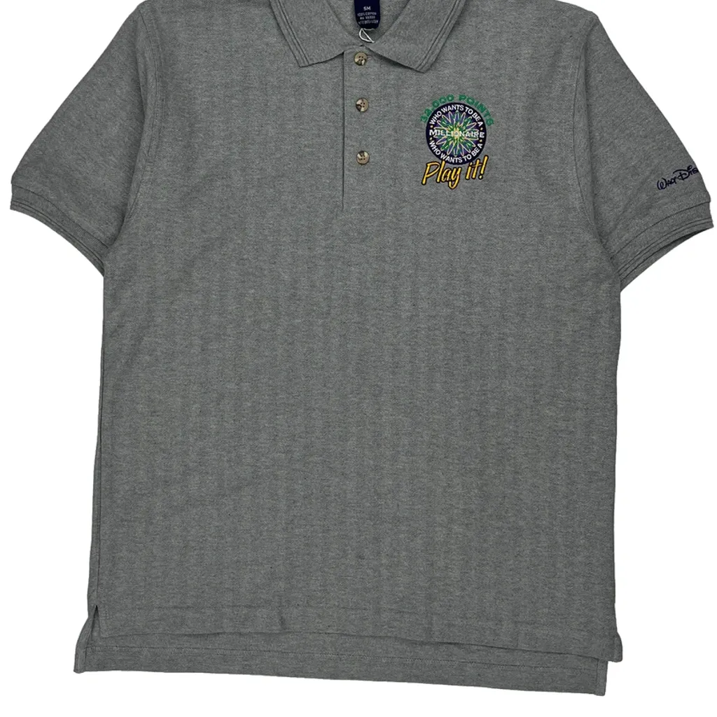 Play It! Disney Graphic Polo Shirt - Small Grey Cotton - Image 5