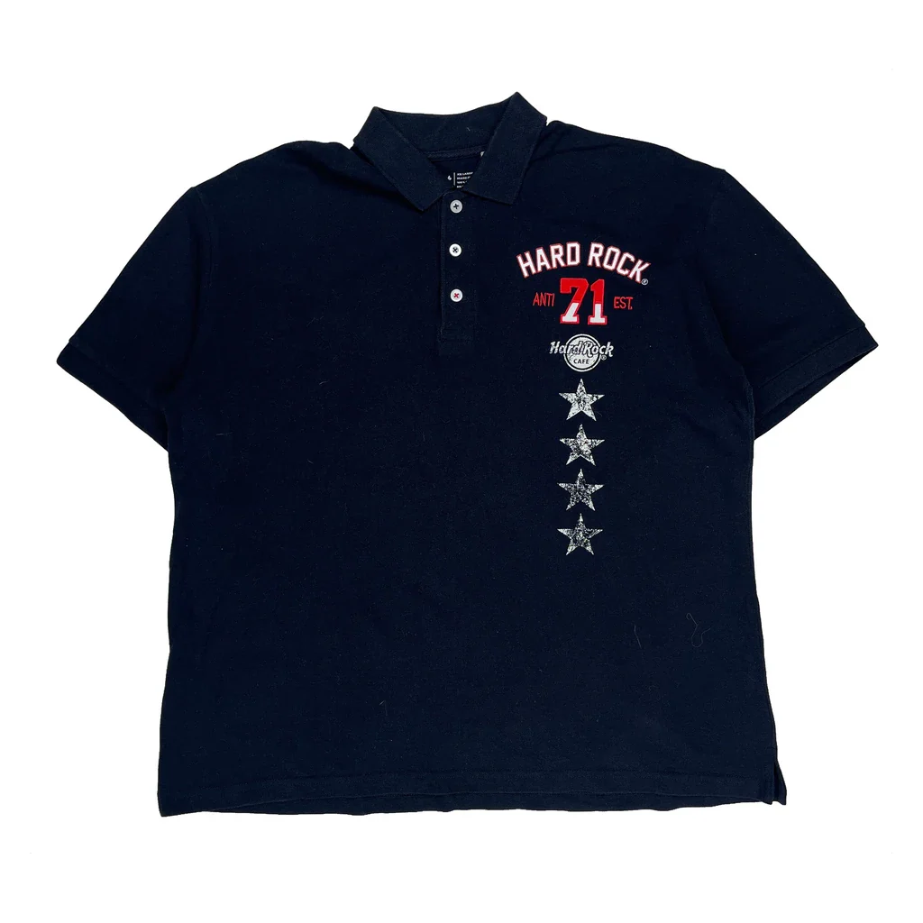 Playa Del Carmen Hard Rock Cafe Polo Shirt - 2XL Black Cotton