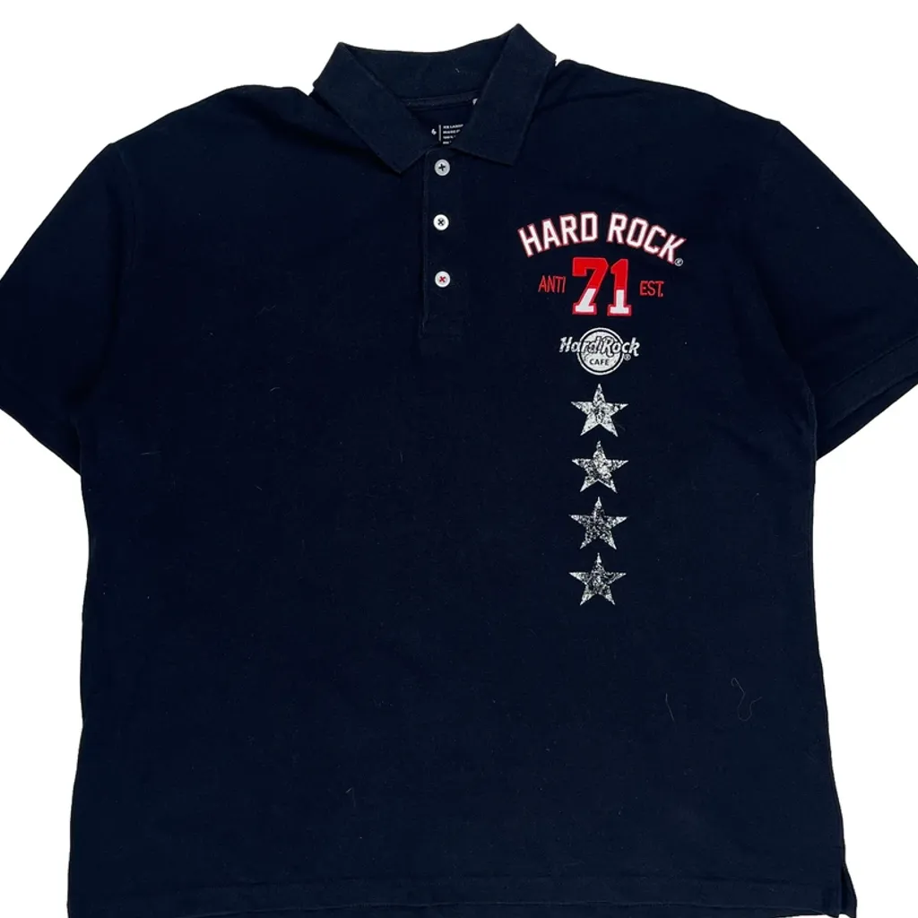 Playa Del Carmen Hard Rock Cafe Polo Shirt - 2XL Black Cotton - Image 4