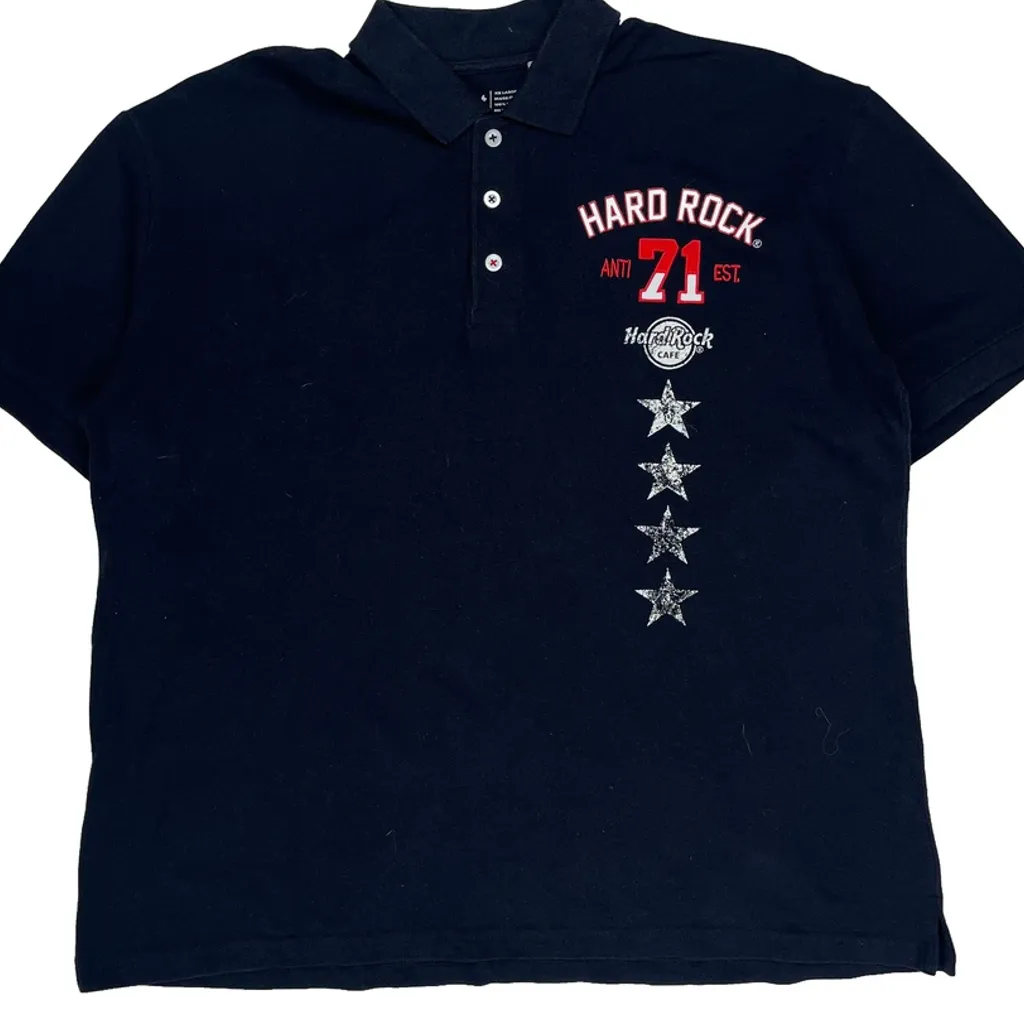 Playa Del Carmen Hard Rock Cafe Polo Shirt - 2XL Black Cotton - Image 5