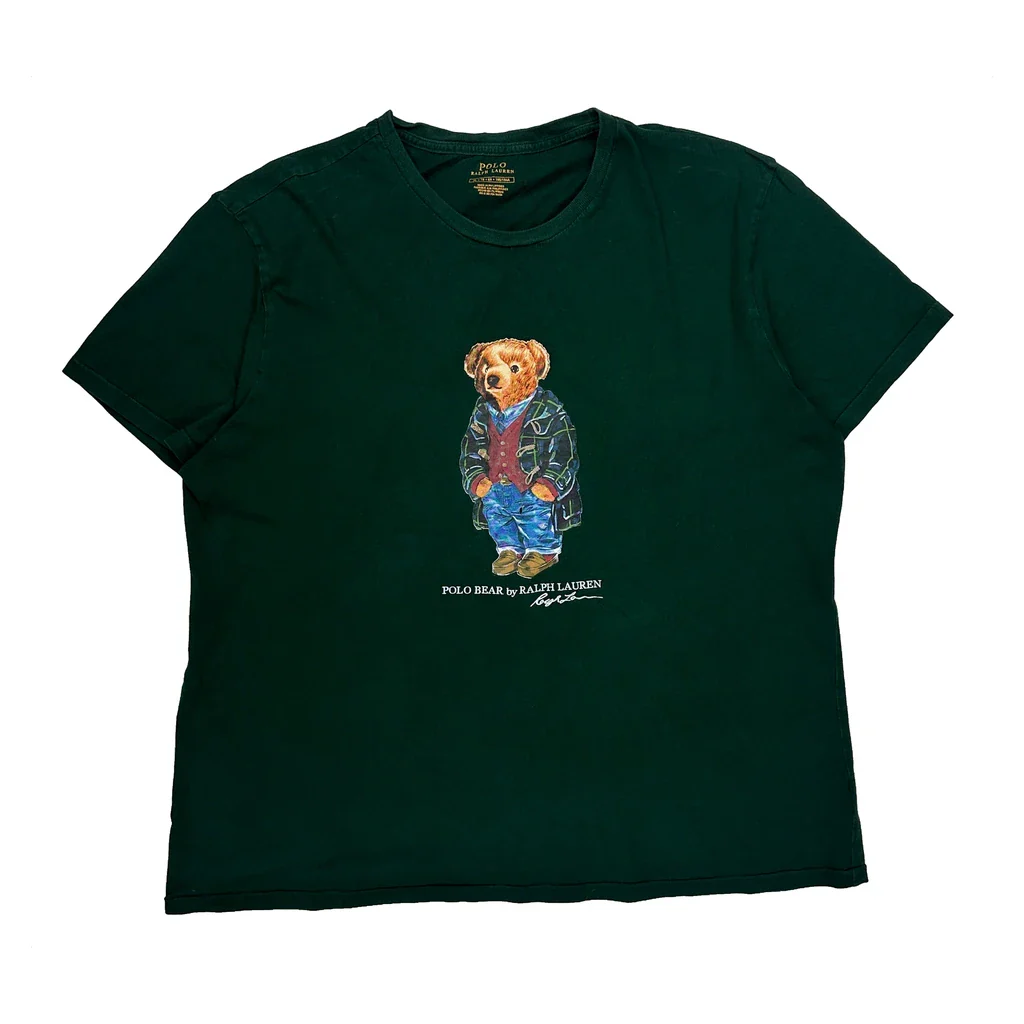 Polo Bear Polo By Ralph Lauren Graphic T-Shirt - XL Green Cotton