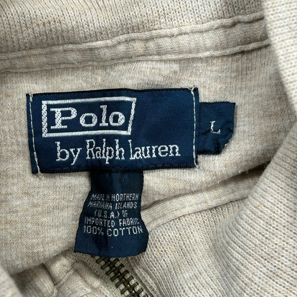 Polo By Ralph Lauren 1/4 Zip - Large Beige Cotton - Image 3
