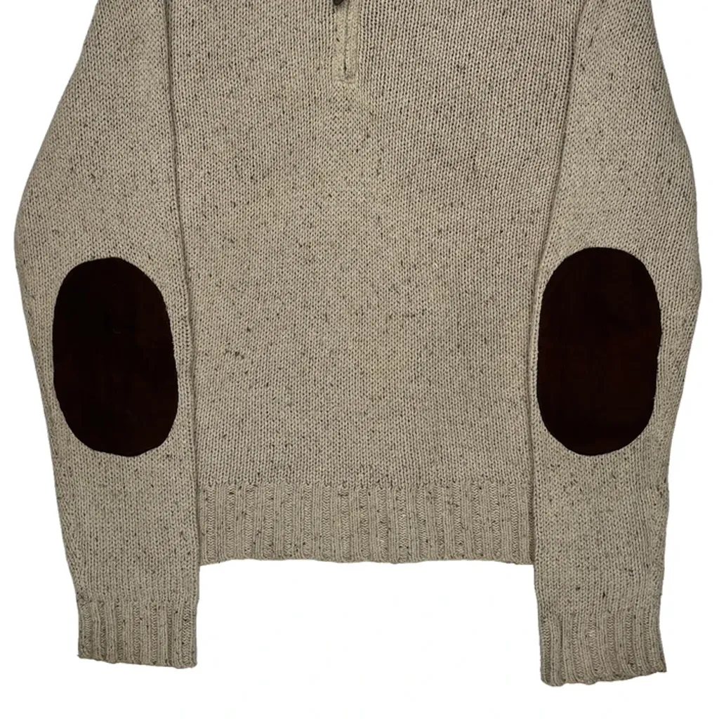 Polo By Ralph Lauren 1/4 Zip - Large Beige Cotton Blend - Image 4