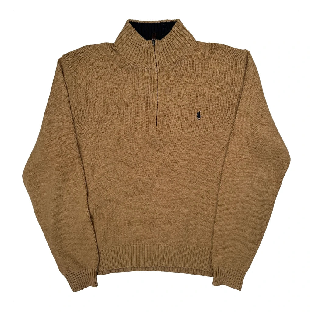 Polo By Ralph Lauren 1/4 Zip - XL Beige Cotton
