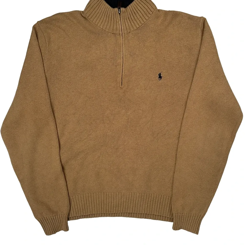 Polo By Ralph Lauren 1/4 Zip - XL Beige Cotton - Image 4