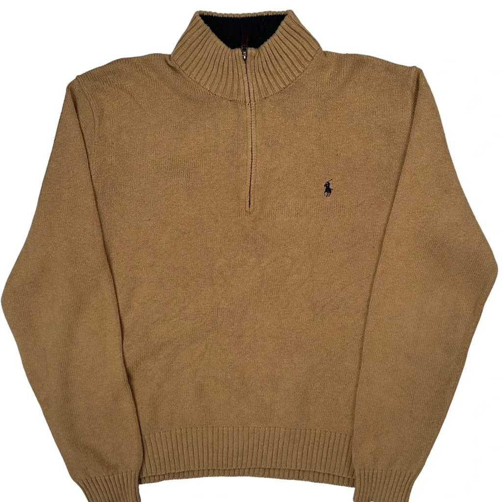 Polo By Ralph Lauren 1/4 Zip - XL Beige Cotton - Image 5