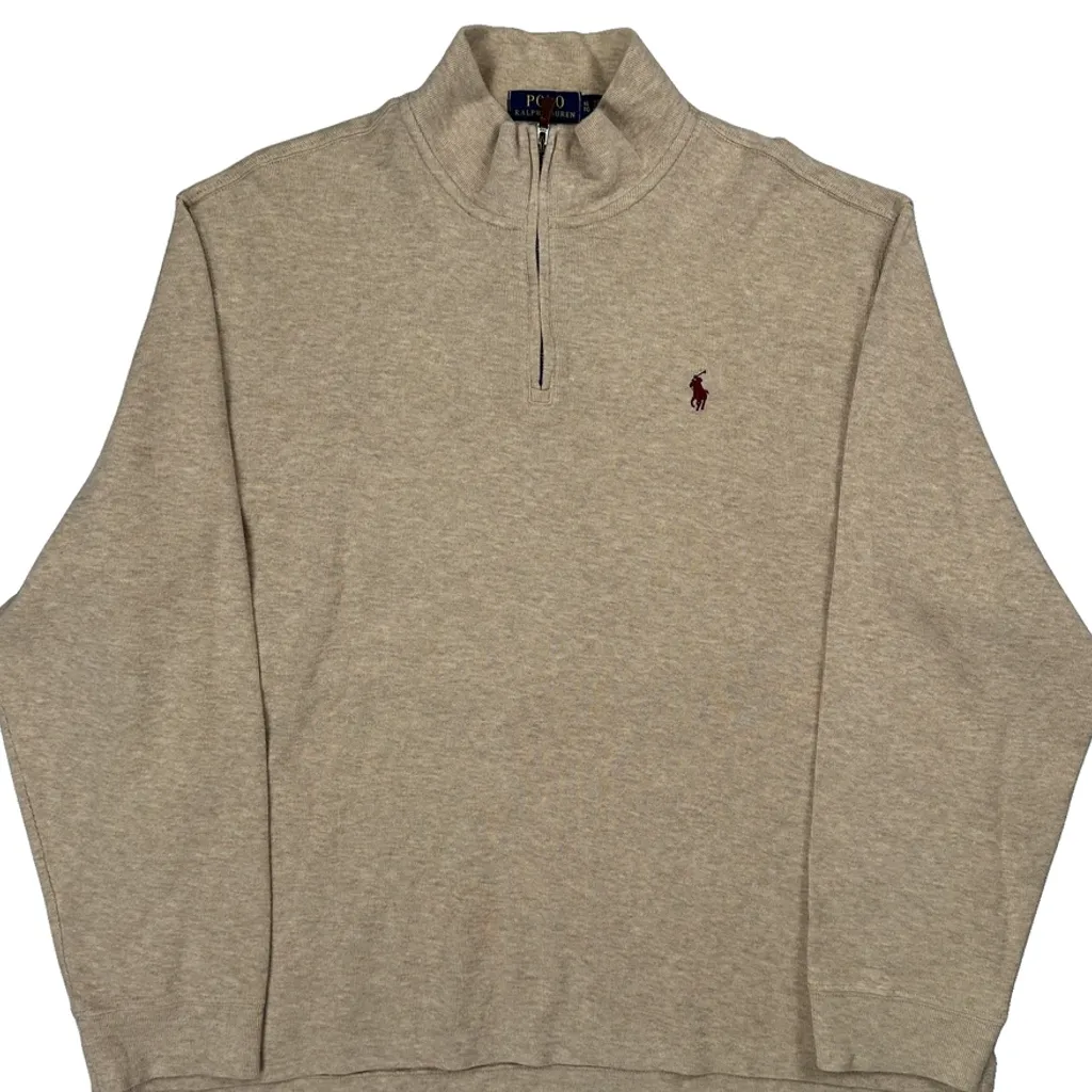 Polo By Ralph Lauren 1/4 Zip - XL Beige Cotton - Image 4