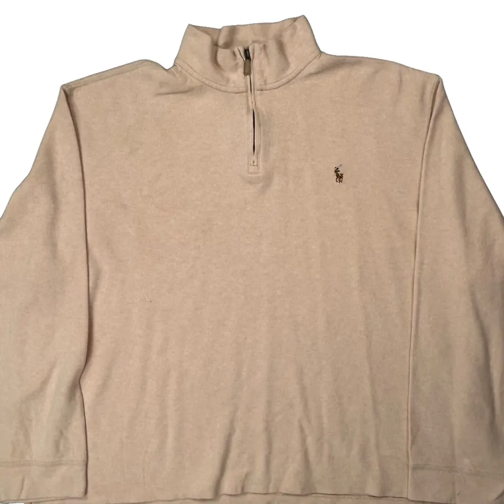 Polo By Ralph Lauren 1/4 Zip - 2XL Beige Cotton - Image 5