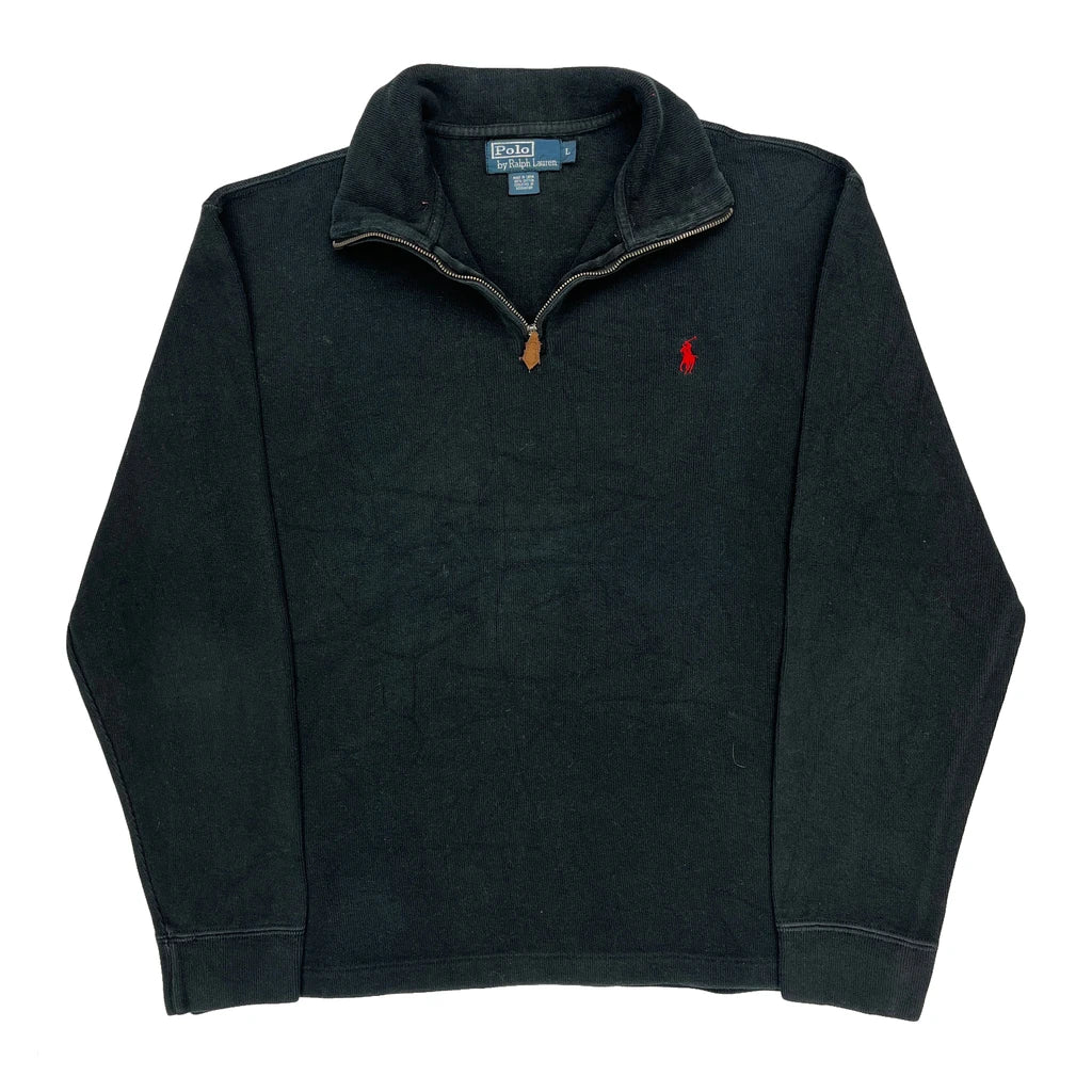 Polo By Ralph Lauren 1/4 Zip - Large Black Cotton
